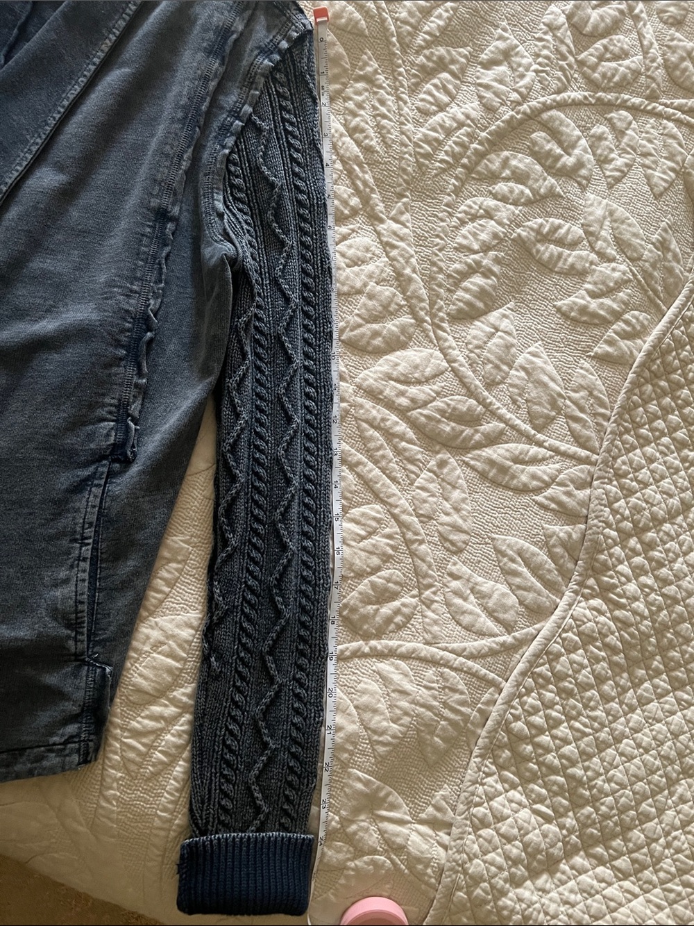 Leo & Nicole Washed Black Draped Cable-Sleeve Cardigan - Picture 4 of 4